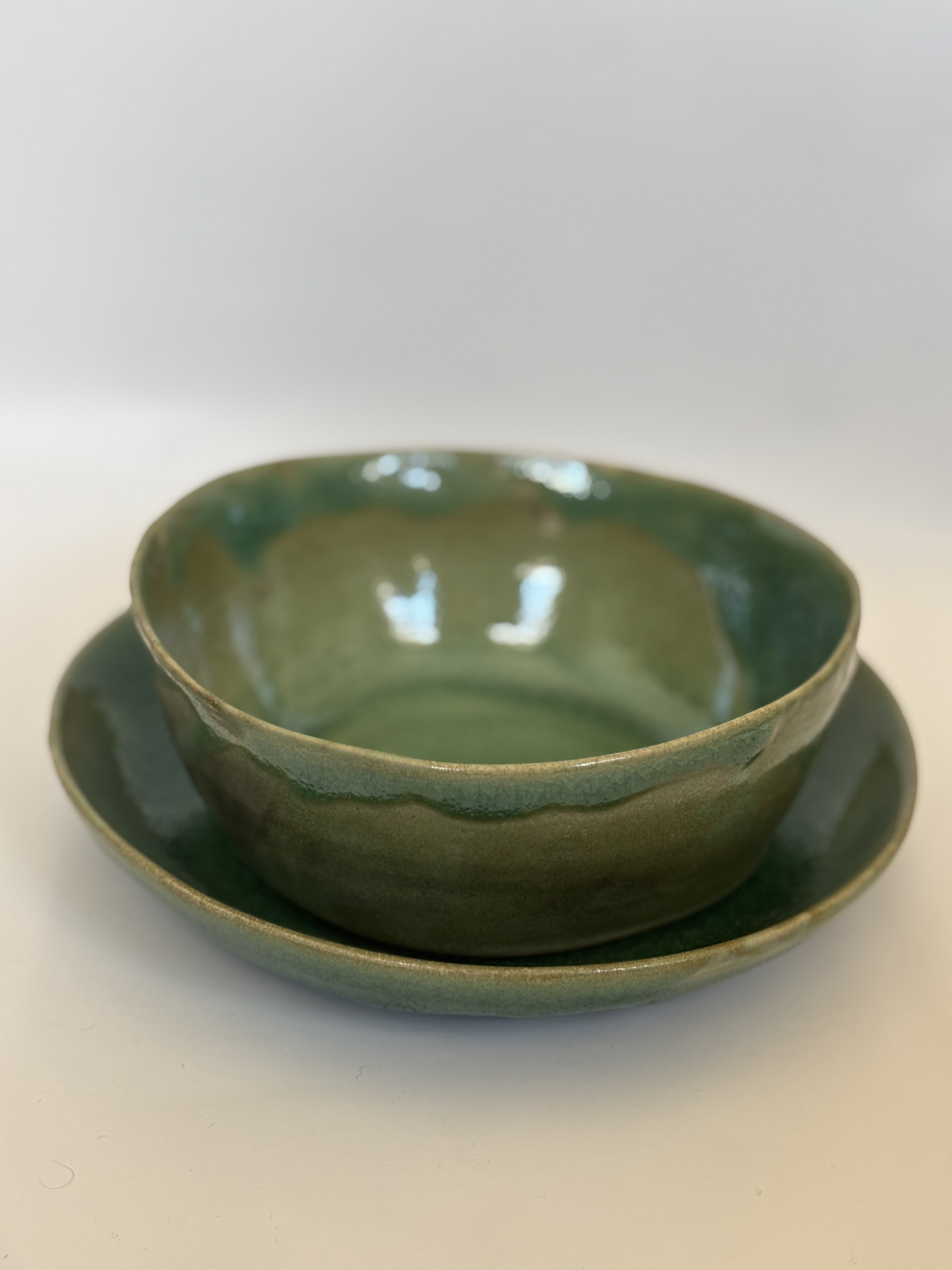 Seladon plate and bowl set
